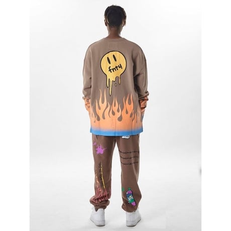 FNTY/Flying FLAME Sweat pants Neon Yellow