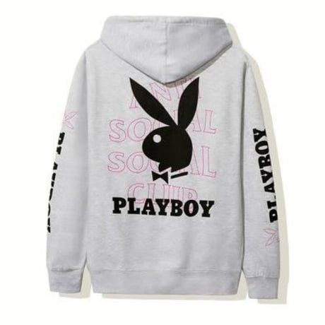 Anti Social Social Club × PLAYBOY/LOGO Hoodie GREY