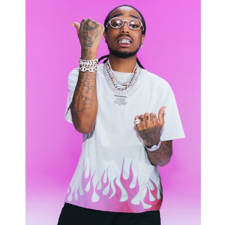 BOOHOO × Migos /Flame oversize Tshirts WHITE