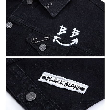 BLACK BLOND/BBD  Smile  logo Black Denim Jacket