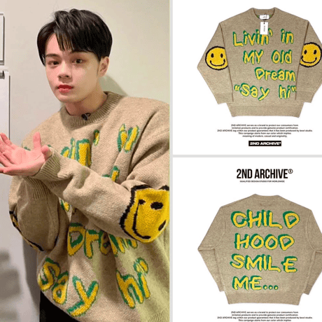 2nd archive/ Smile lettering knit "beige"