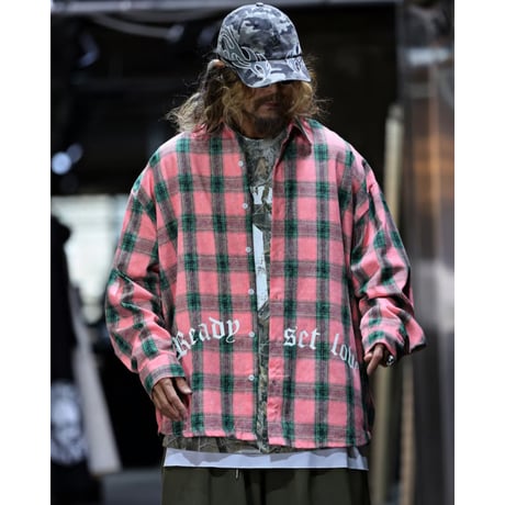 V.O.L.T/ Check washed Long Shirts