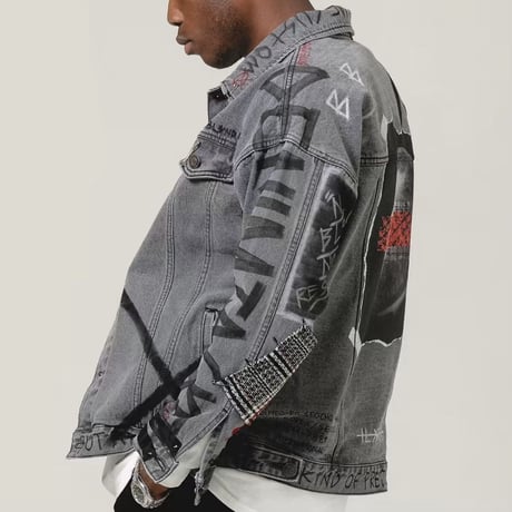 BLACK BLOND/CUSTOM Denim Jacket(GREY)