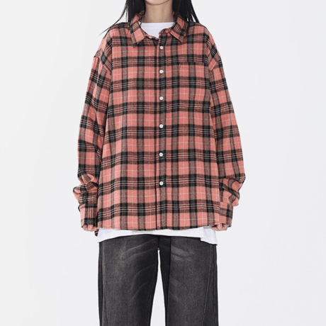 SAINT PAIN/ Flannel Checked Shirts "PINK"