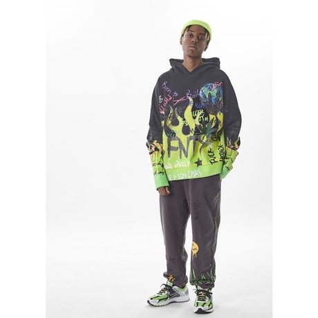 FNTY/Flying FLAME Hoodie FADED BLACK