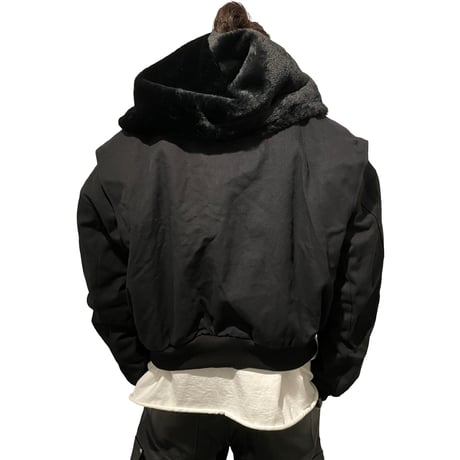 Mismatch NYC/Fur Hooded Jacket BLACK