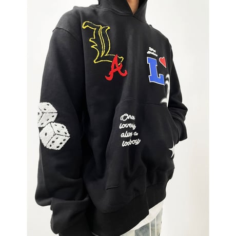LIFTED UNCHORS/State Chenille Hoodie BLACK