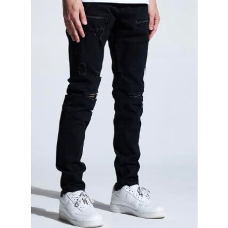 Crysp Denim/Black Zipper Damage denim