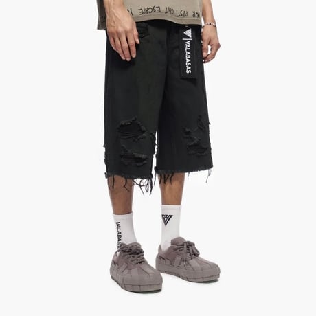 VALABASAS / Snapped Denim Shorts "Black Wax"