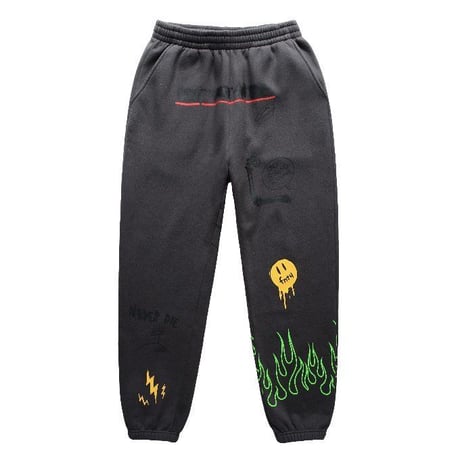 FNTY/Flying FLAME Sweat pants Faded Black