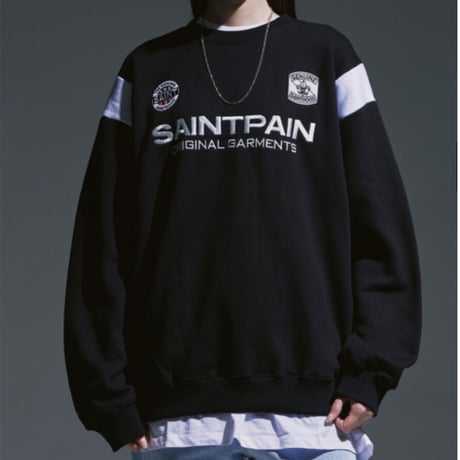 SAINT PAIN/Saint Club Varsity Crewneck "BLACK"