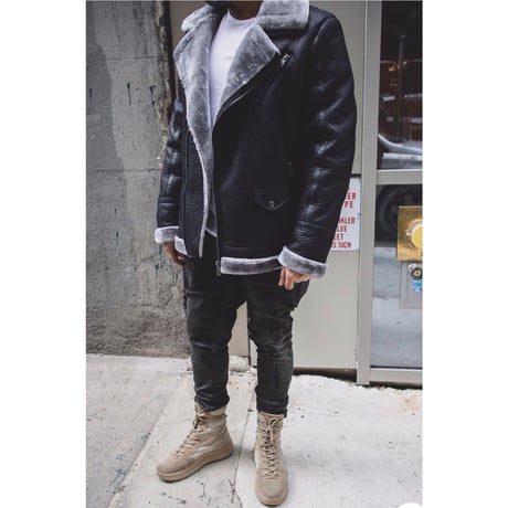 Reason Clothing Newyork/Fur riders jacket BLACK×GRAY