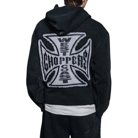 West Coast Choppers/ Cut Off Hoodie "Vintage BLACK" (SET UP)