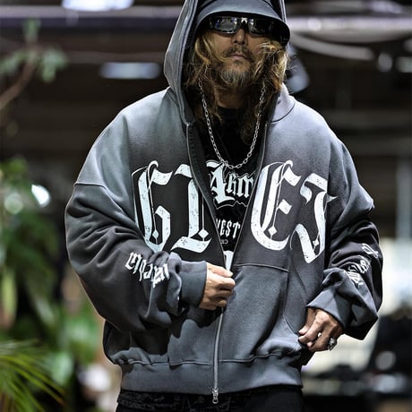 By The R/ Spray ZipUp Hoodie  BLACK