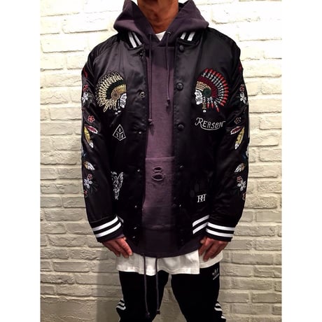 Reason Clothing Newyork/Black scull スカジャン