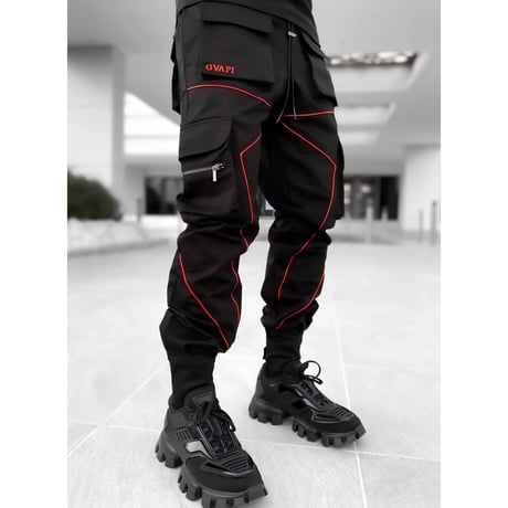 GUAPI/ Metallic Chrome cargo pants  "RED"
