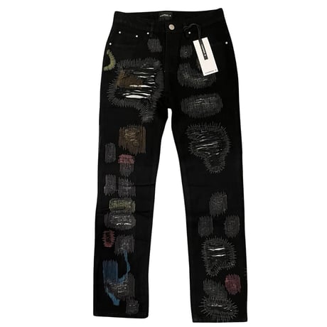 Cooper 9/  Embroid  Straight Denim  "BLACK"