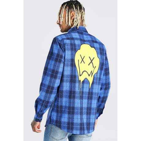 BOHOO /Smile Check shirts BLUE