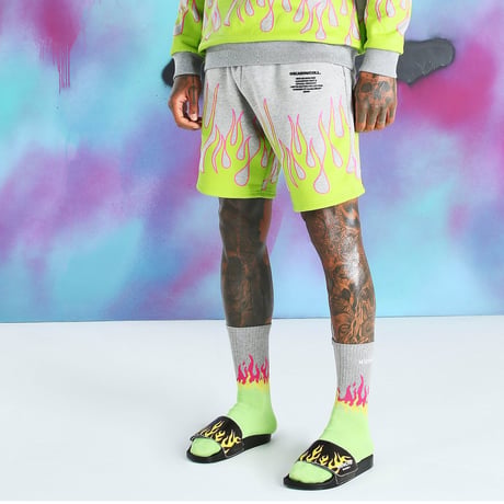 BOOHOO × Migos /Flame shorts GREY