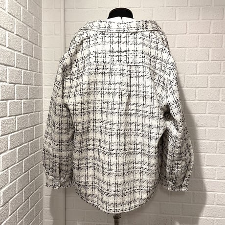 Mismatch NYC/Oversized Tweed shirts  jacket WHITE