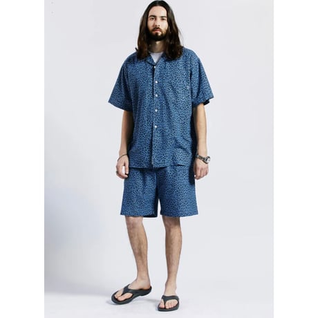 SAINT PAIN/Cotton Leopard Shirts BLUE