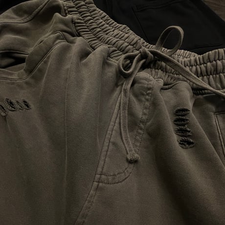 Mismatch NYC/Damaged Shorts  "BLACK/Wash GRAY"