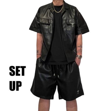 Mismatch NYC/Leather Christ Shorts (Set Up)