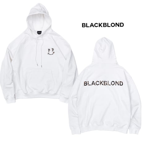 BLACK BLOND/BB logo smile  Hoodie  WHITE