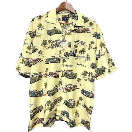 RE NEW/Vintage Car summer shirts  "Cream YELLOW"