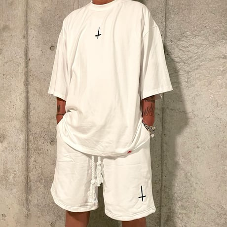 By The R/ Cross Cotton Shorts  "SET UP"  WHITE