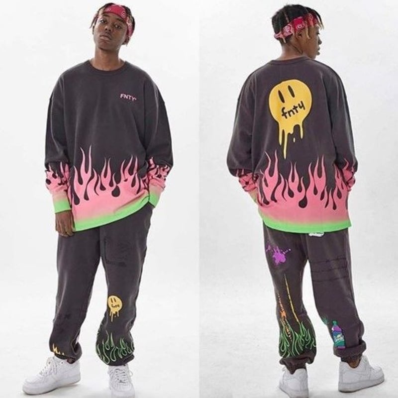 FNTY/Flying FLAME Crewneck FADED BLACK | BINGOS