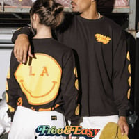 FREE&EASY/Be Happy Smile Longsleeve Tee BROWN