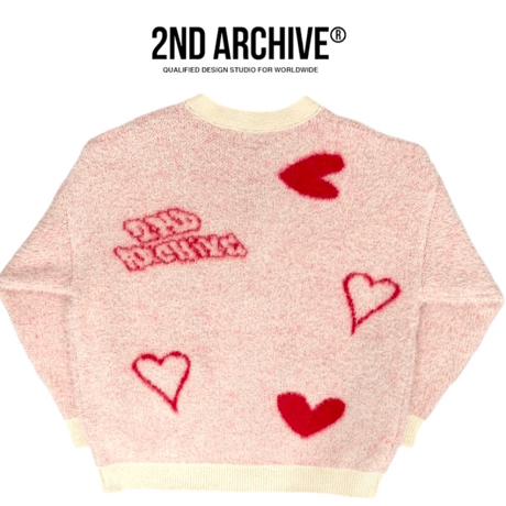 2nd archive/ Mohair Heart Knit Cardigan  "Cream"
