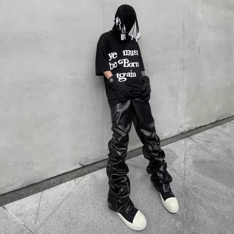 Mismatch NYC/Lether accordion pants