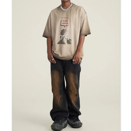 Mismatch NYC/077  Tee "GRAY&BROWN"