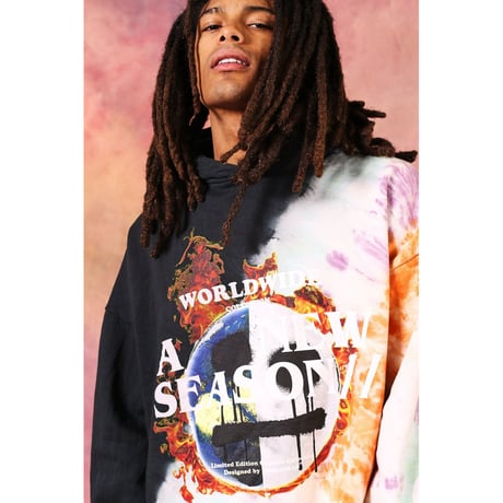 BOOHOO /Drip face tie die hoodie (SET UP)