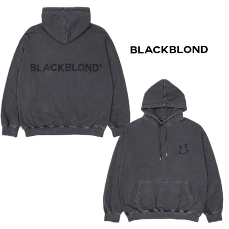 BLACK BLOND/BB logo smile  Hoodie  "VINTAGE BLACK"