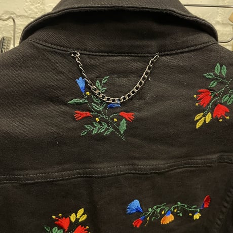 LIFTED UNCHORS/Flower  Denim jacket BLACK