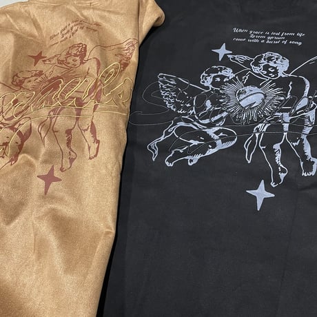 WOSS.official/ Oversized  Suede ANGEL Embroid TOPS