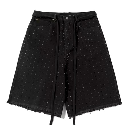 Mismatch NYC/BLACK Rhinestone Denim  Shorts