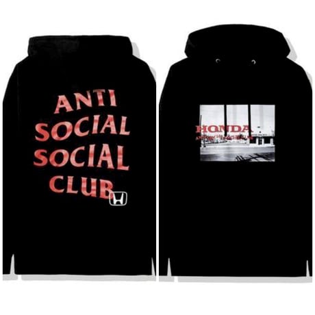 Anti Social Social Club × HONDA /LOGO Hoodie BLACK