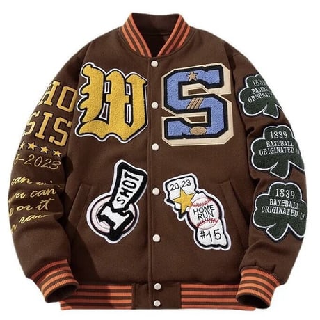 WOSS.official/W.S varsity  jacket  BROMN