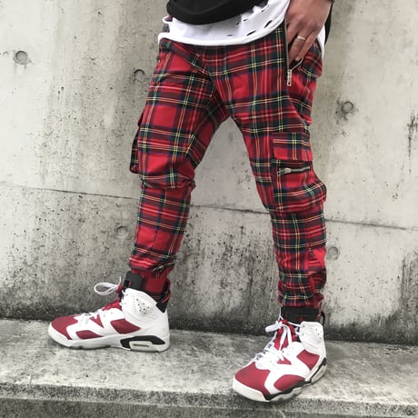 URKOOL/Military PantsーRed Plaid