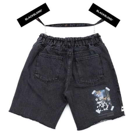 BLACK BLOND/CUSTOM Denim Shorts　BLACK