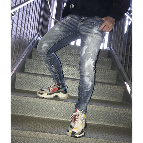 Crysp Denim/Paint ZIP UP Denim (no damege)
