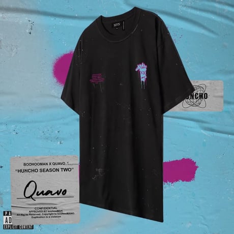 BOOHOO × Migos /Drip Face Tshirts Black