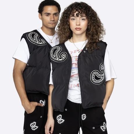 EPTM/PAISLEY PUFFER VEST（REVERSIBLE）”BLACK"