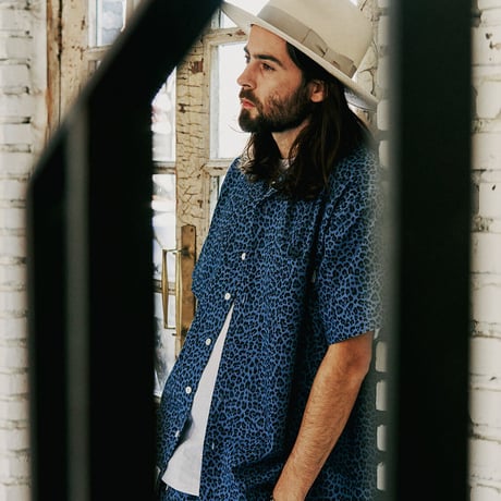 SAINT PAIN/Cotton Leopard Shirts BLUE