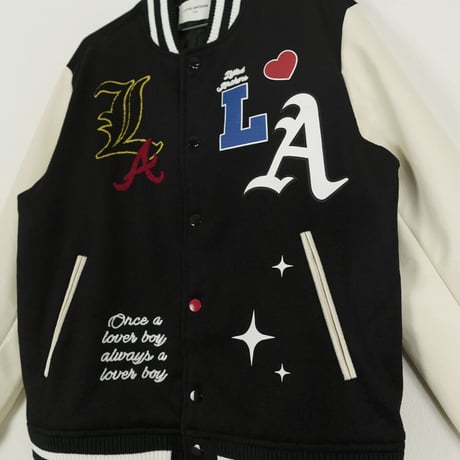 LIFTED UNCHORS/State Chenille Varsity Jacket  BLACK