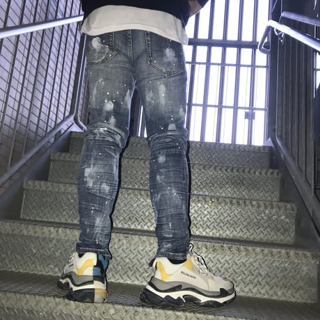 Crysp Denim/Paint ZIP UP Denim (no damege)